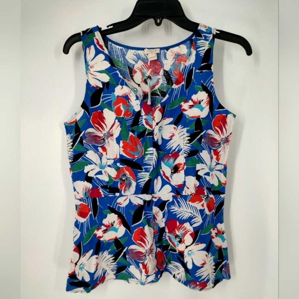 J Crew Sleeveless V - Neck Flower Pattern Top Size 2